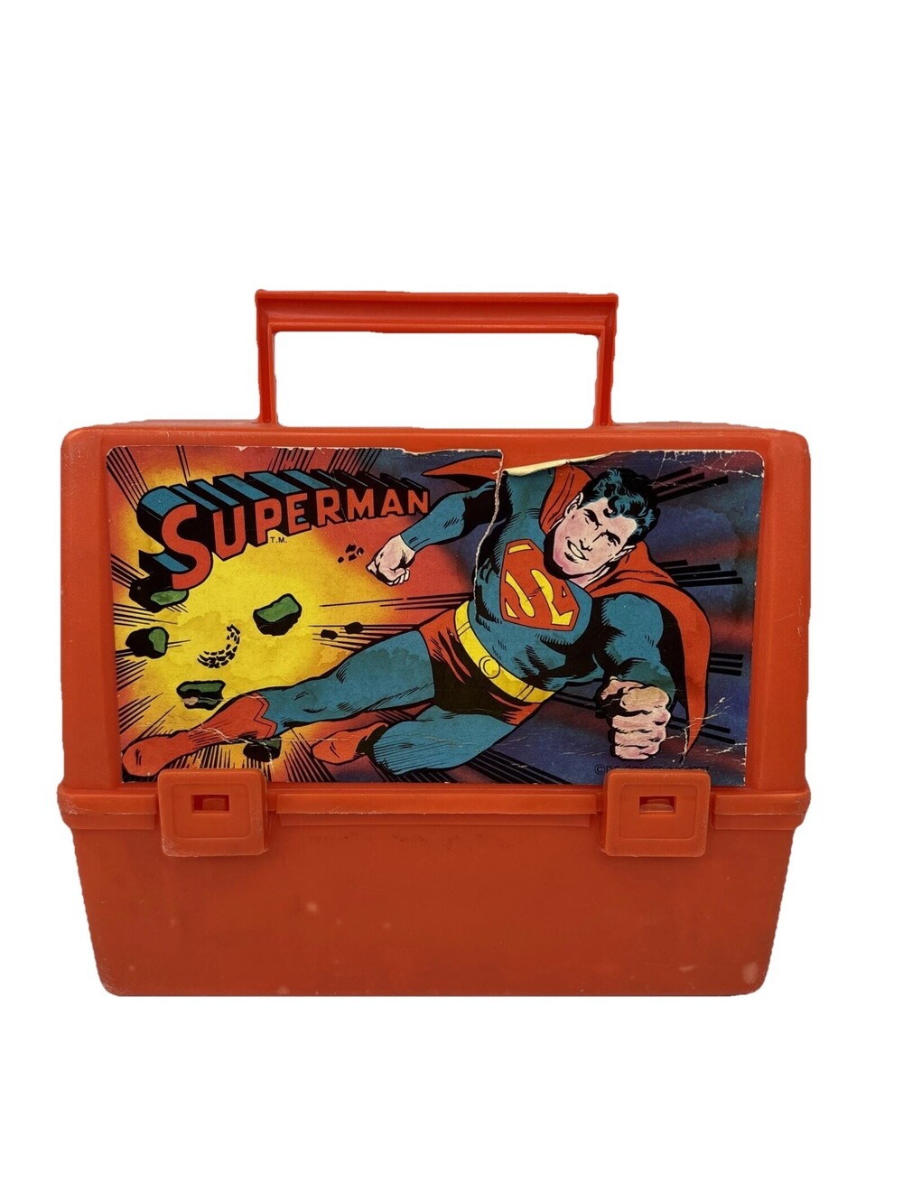 Vintage Superman Plastic Lunchbox Thermos 1977 DC Comics